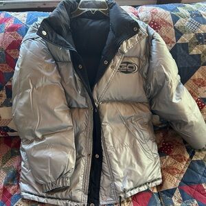 Black Puffer Jacket with Logo